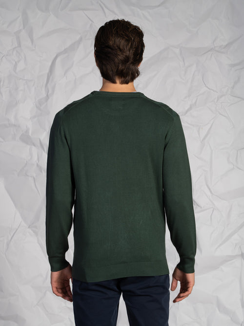 Maglia girocollo lavorazione treccia|Colore:Verde