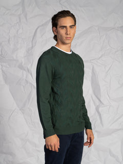 Maglia girocollo lavorazione treccia|Colore:Verde