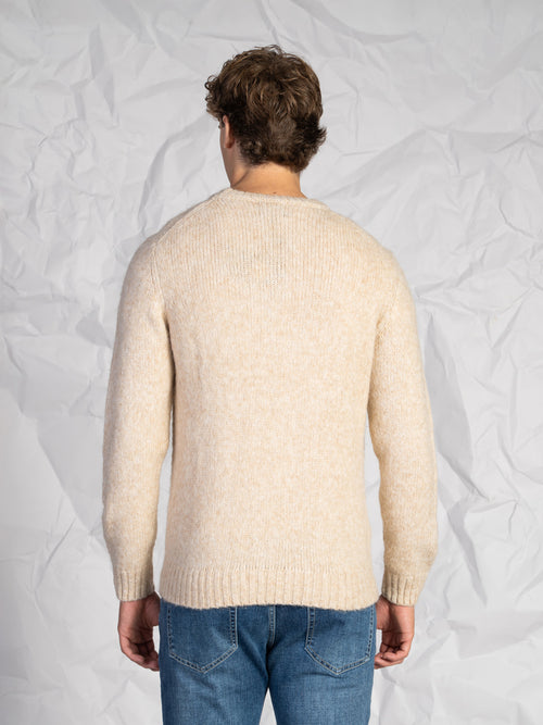 Maglia girocollo con treccia|Colore:Beige