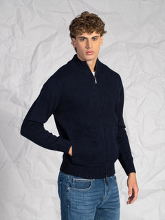 Cardigan con zip|Colore:Blu