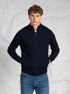 Cardigan con zip|Colore:Blu