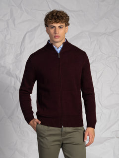 Cardigan con zip|Colore:Bordeaux