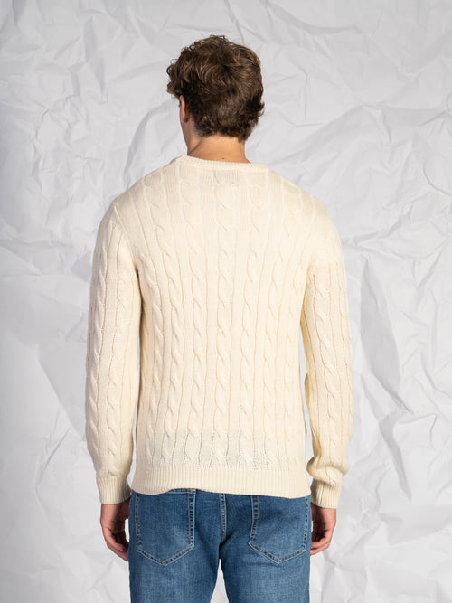 Maglia girocollo intrecciata|Colore:Beige