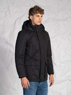 Giubbotto lungo con tasconi|Colore:Nero