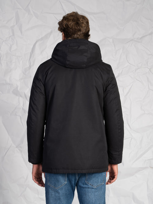 Giubbotto lungo con tasconi|Colore:Nero