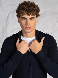 Cardigan con zip|Colore:Blu