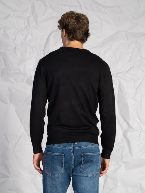 Maglia girocollo intrecciata|Colore:Nero