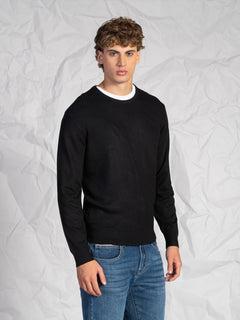 Maglia girocollo intrecciata|Colore:Nero