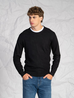 Maglia girocollo intrecciata|Colore:Nero