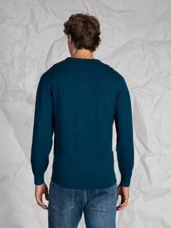Maglia girocollo intrecciata|Colore:Petrolio