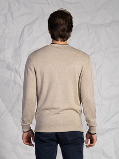 Maglia girocollo con taschino|Colore:Beige