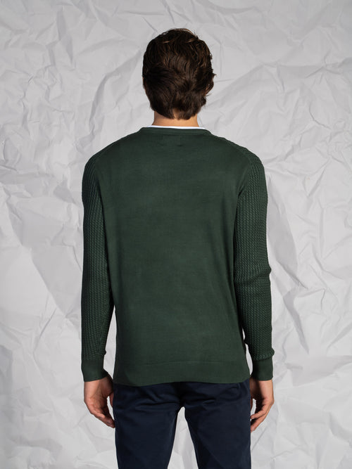 Maglia girocollo treccia|Colore:Verde