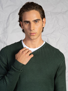 Maglia girocollo treccia|Colore:Verde