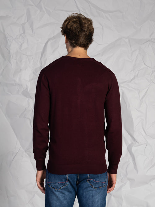 Maglia girocollo nido d’ape|Colore:Bordeaux