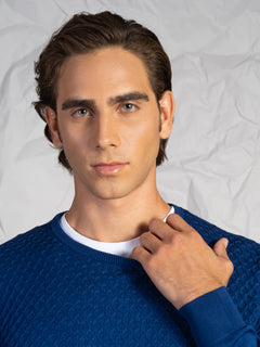Maglia girocollo nido d’ape|Colore:Indaco
