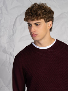 Maglia girocollo nido d’ape|Colore:Bordeaux