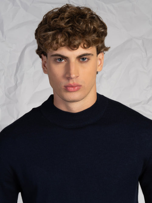 Maglia collo lupetto|Colore:Blu