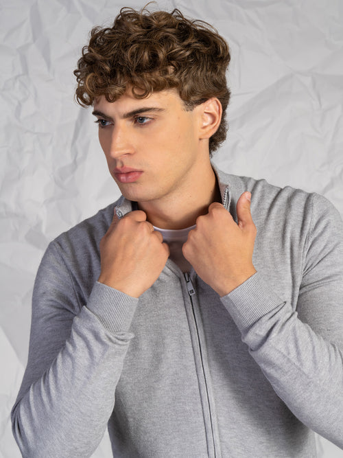 Cardigan con zip|Colore:Grigio melange