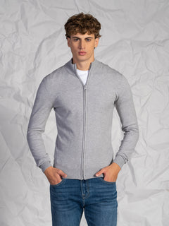 Cardigan con zip|Colore:Grigio melange