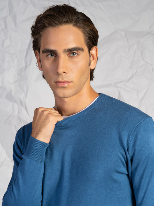 Maglia girocollo lavorazione liscia|Colore:Cielo
