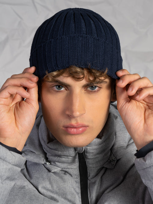 Berretto a maglia rasata|Colore:Blu