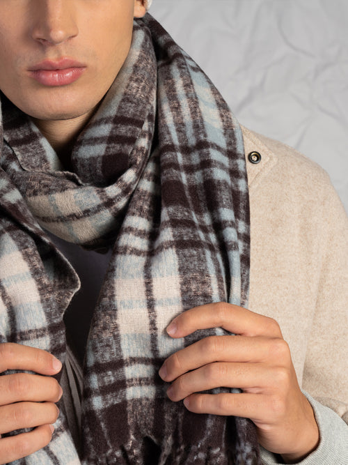Sciarpa quadri|Colore:Marrone