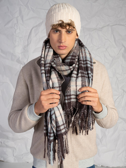 Sciarpa quadri|Colore:Marrone