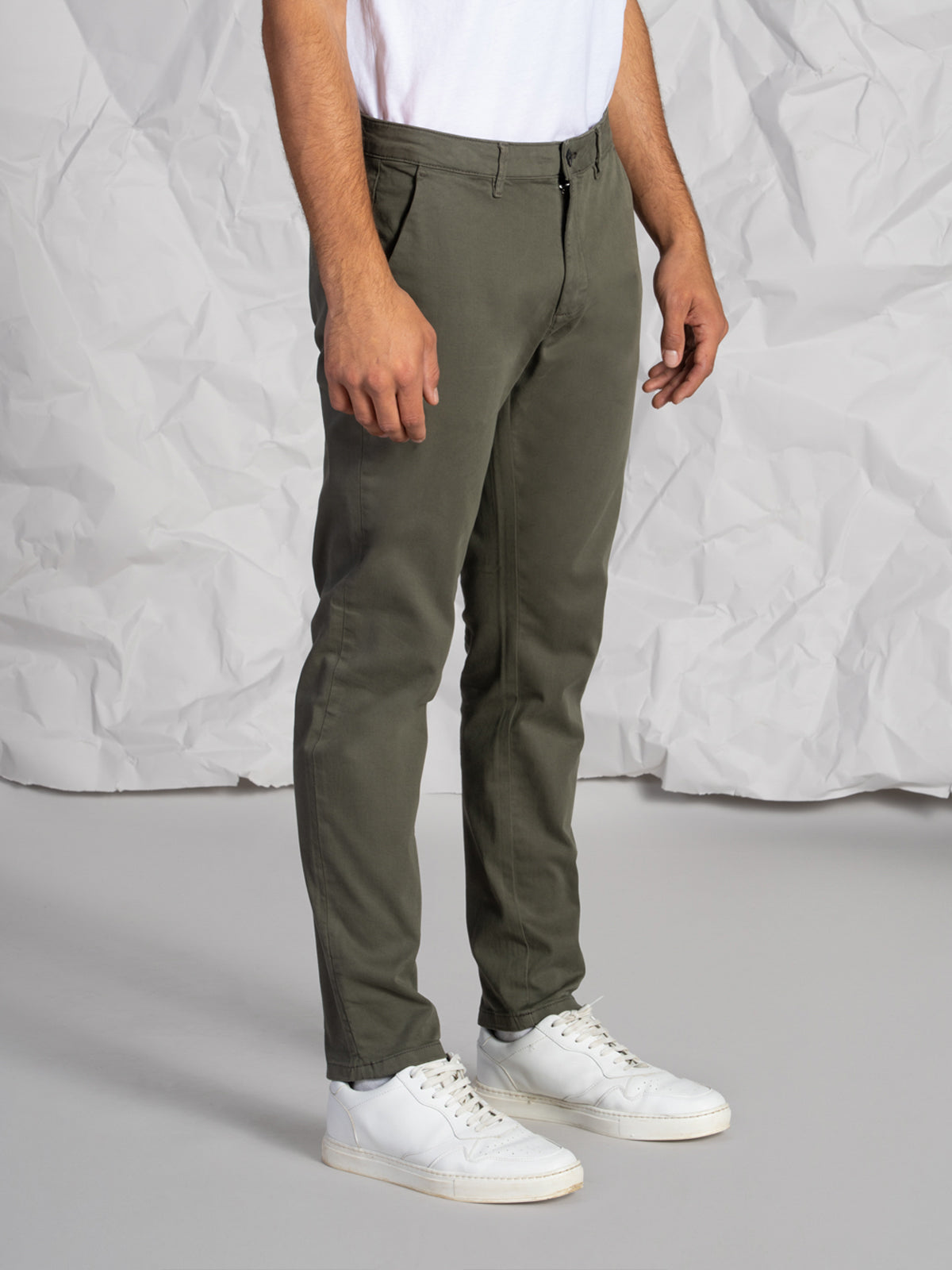 Pantaloni gabardine tasca America stretch|Colore:Verde militare