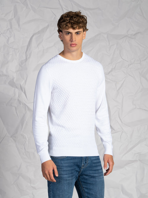 Maglia girocollo nido d’ape|Colore:Panna