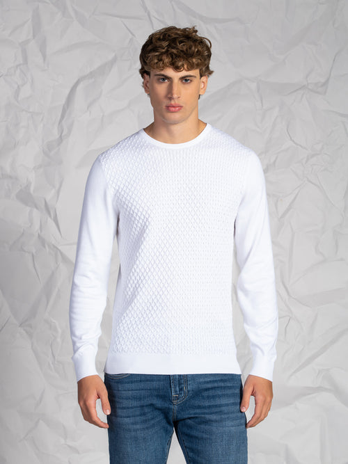 Maglia girocollo nido d’ape|Colore:Panna