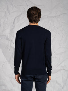 Maglia girocollo intrecciata|Colore:Blu