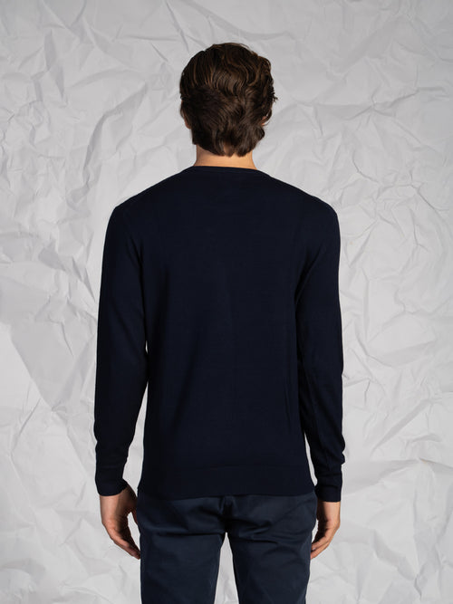 Maglia girocollo intrecciata|Colore:Blu