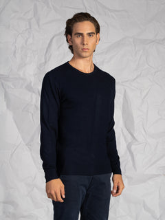 Maglia girocollo intrecciata|Colore:Blu