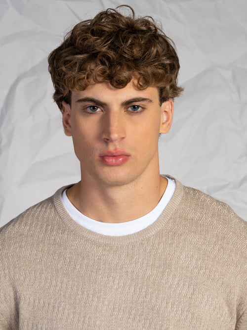 Maglia girocollo intrecciata|Colore:Beige