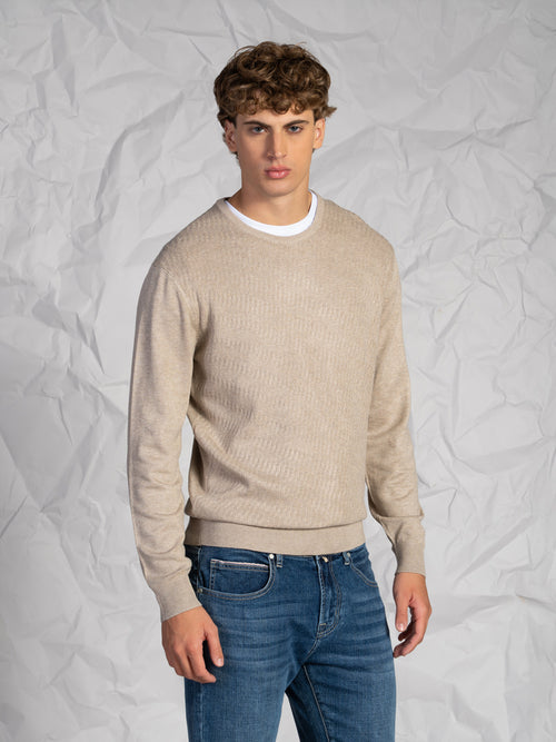 Maglia girocollo intrecciata|Colore:Beige