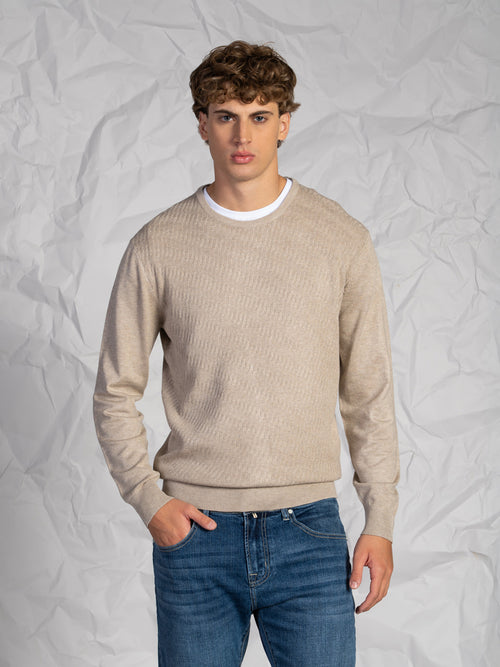 Maglia girocollo intrecciata|Colore:Beige