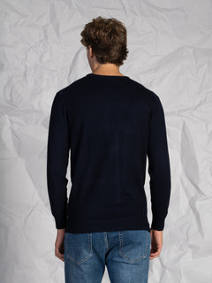 Maglia girocollo lavorazione treccia|Colore:Blu