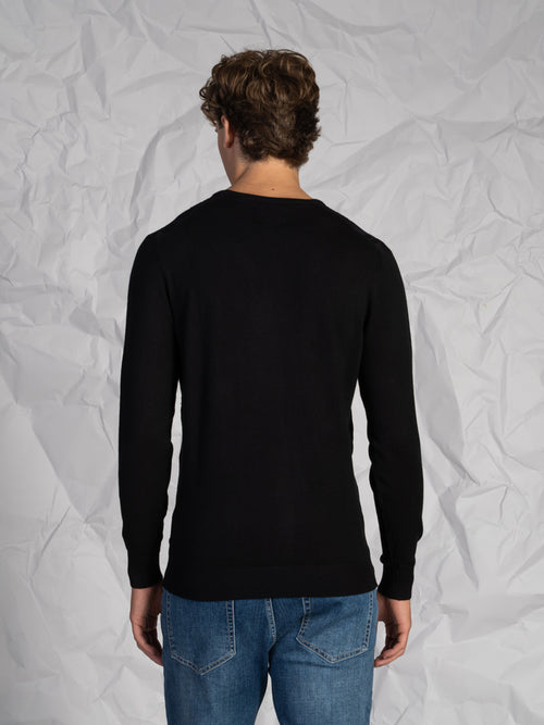 Maglia girocollo lavorazione treccia|Colore:Nero