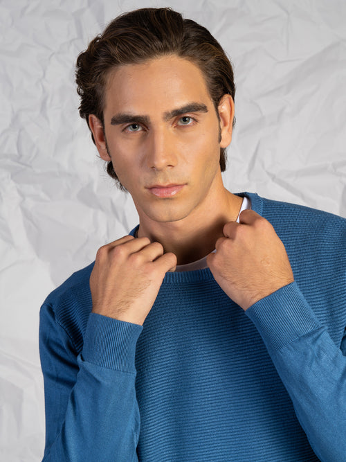 Maglia girocollo rigata|Colore:Cielo