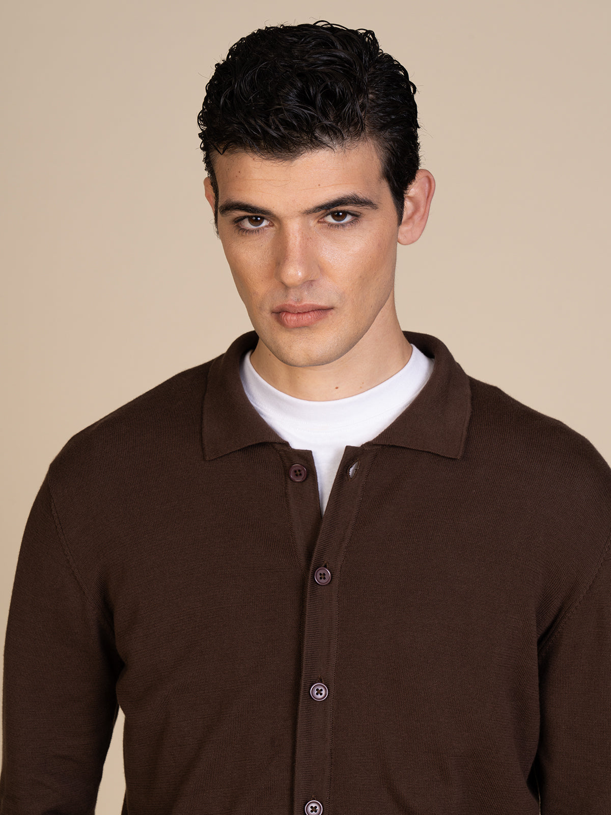 Maglia cardigan in cotone|Colore:Cacao