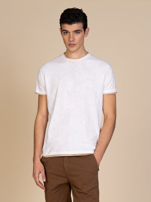 T-Shirt cotone fiammato|Colore:Bianco