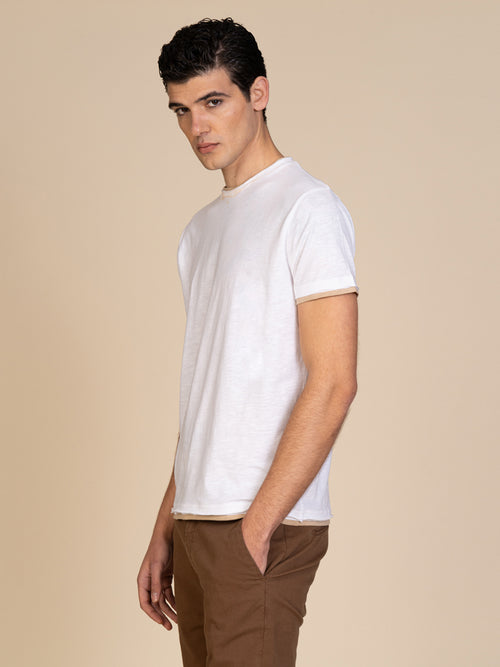 T-Shirt cotone fiammato|Colore:Bianco