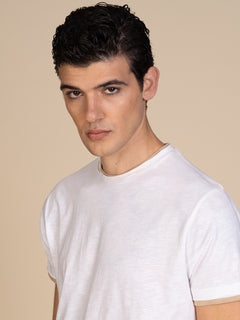 T-Shirt cotone fiammato|Colore:Bianco