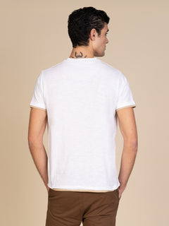 T-Shirt cotone fiammato|Colore:Bianco