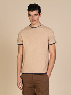 T-Shirt cotone fiammato|Colore:Beige