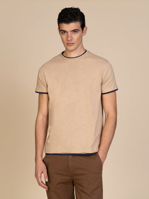T-Shirt cotone fiammato|Colore:Beige