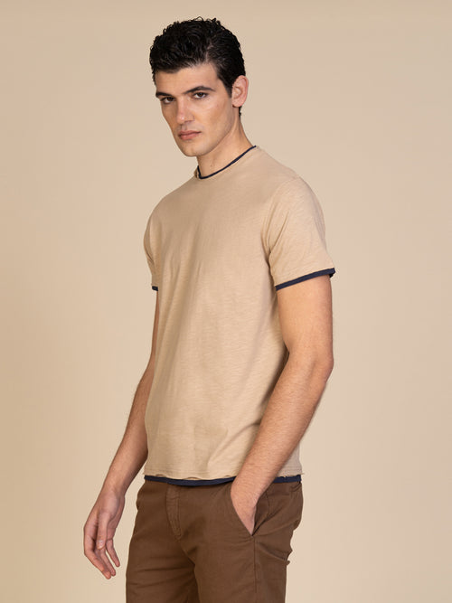 T-Shirt cotone fiammato|Colore:Beige