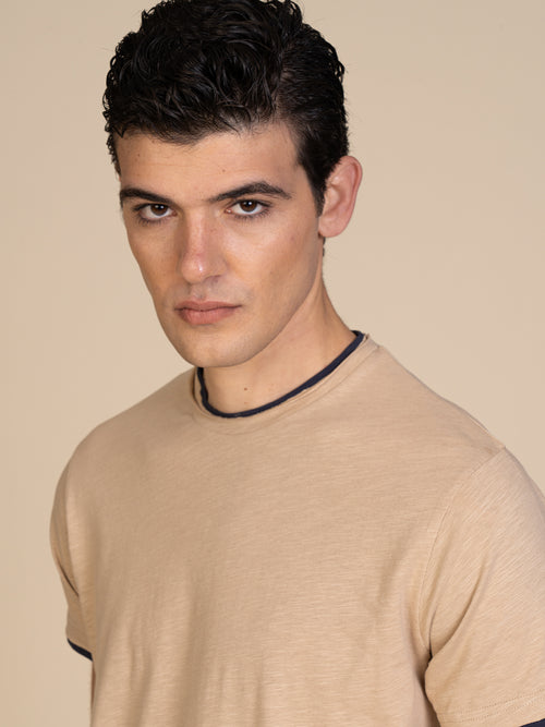 T-Shirt cotone fiammato|Colore:Beige