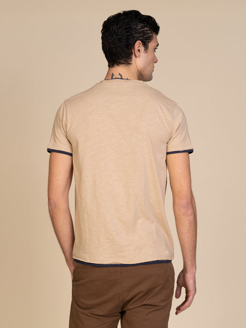 T-Shirt cotone fiammato|Colore:Beige