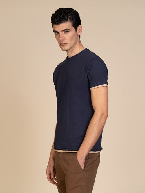 T-Shirt cotone fiammato|Colore:Blu